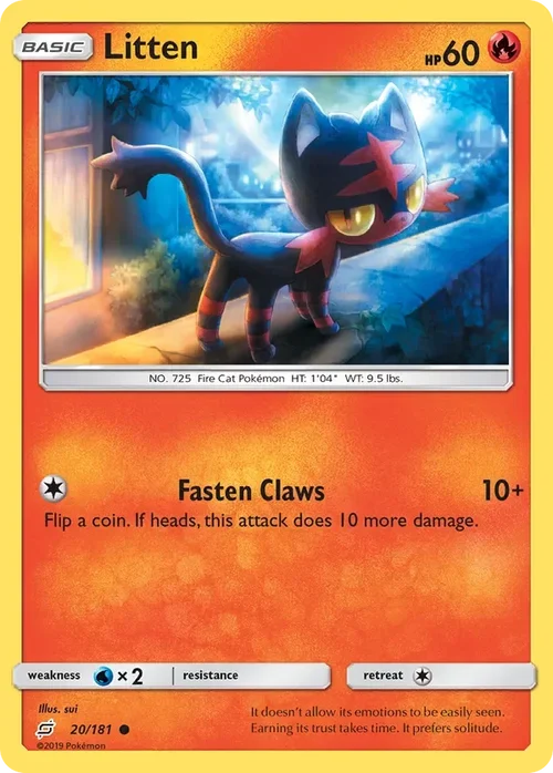 20/181 Litten Common Pokemon Card