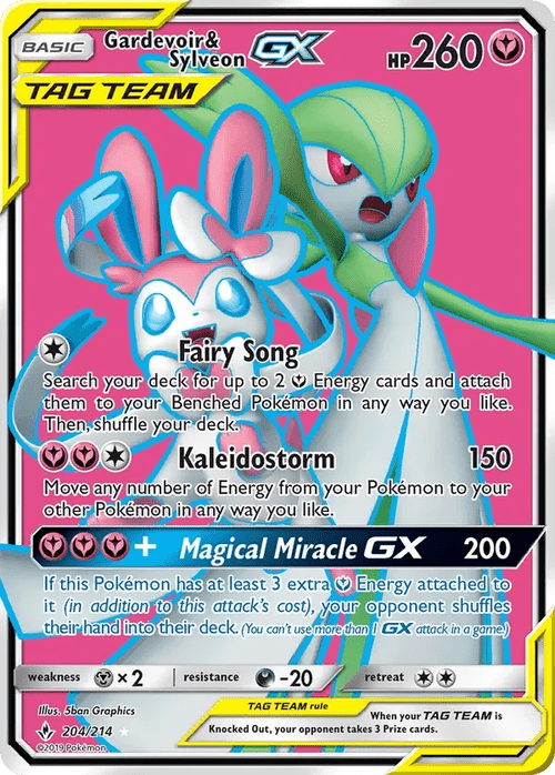 204/214 Gardevoir & Sylveon GX Full Art Ultra Rare Pokemon Card