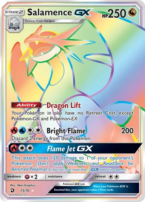 73/70 Salamence GX Rainbow Rare Pokemon Card