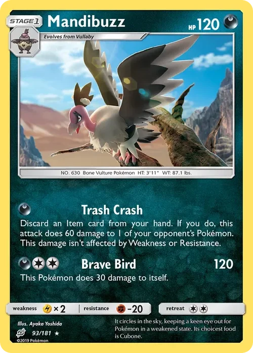 93/181 Mandibuzz Rare Pokemon Card