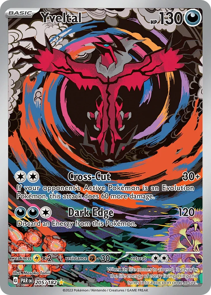 Yveltal 205 Pokemon card from Paradox Rift set
