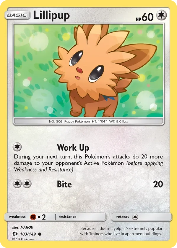 Card 103 Pokémon card from Sun & Moon set