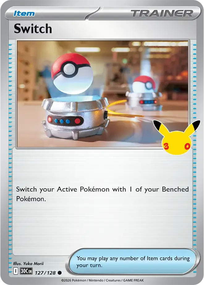 127/128 Switch Common Pokemon 30th Anniversary Card List Celebration