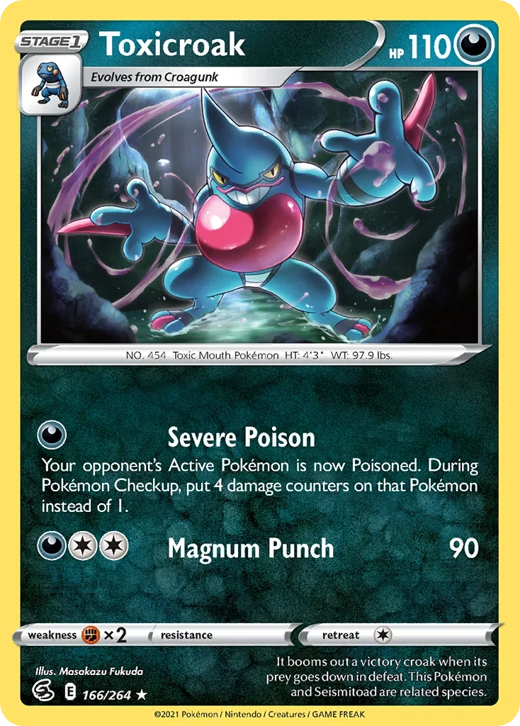 Toxicroak 166 Pokemon card from Fusion Strike set
