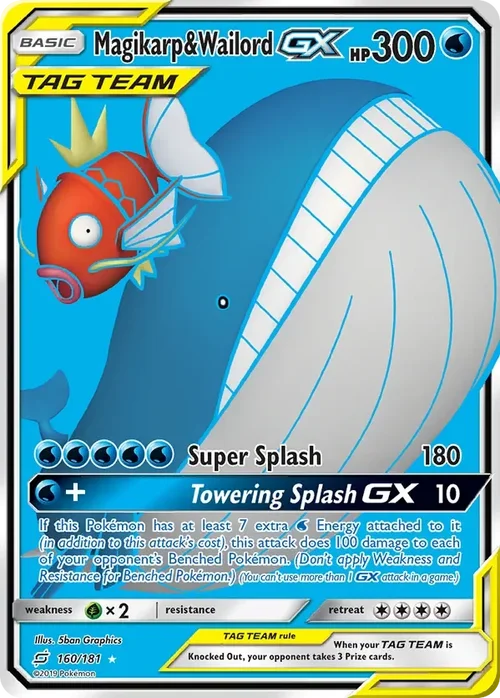 160/181 Magikarp & Wailord GX Full Art Ultra Rare Pokemon Card
