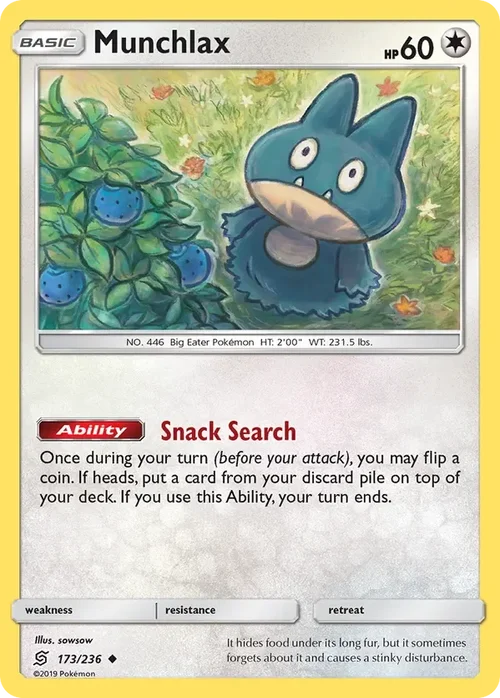 173/236 Munchlax Uncommon Pokemon Card