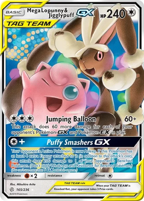 165/236 Mega Lopunny & Jigglypuff GX Ultra Rare Pokemon Card