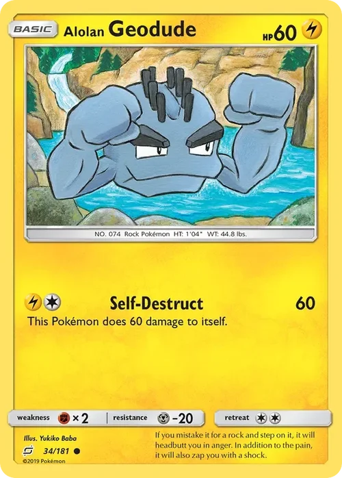 34/181 Alolan Geodude Common Pokemon Card
