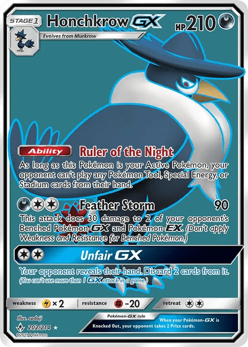 202/214 Honchkrow GX Full Art Ultra Rare Pokemon Card