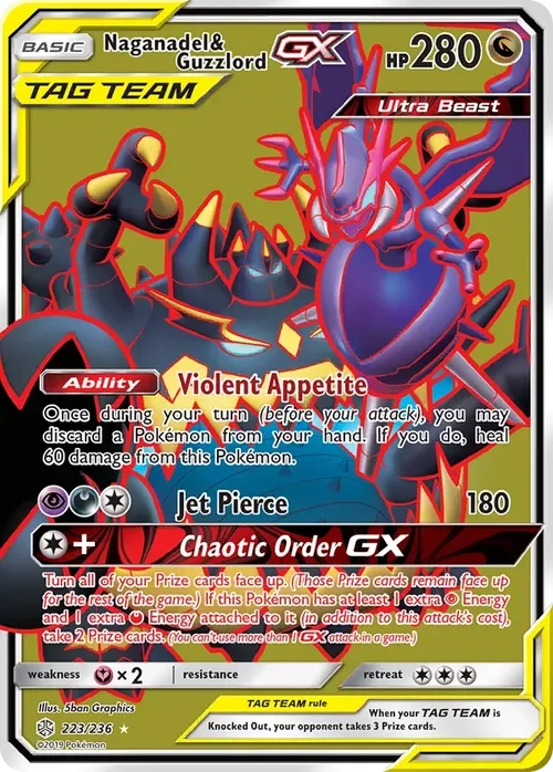 223/236 Naganadel & Guzzlord GX Full Art Ultra Rare Pokemon Card