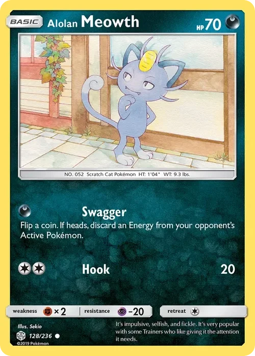 128/236 Alolan Meowth Common Pokemon Card