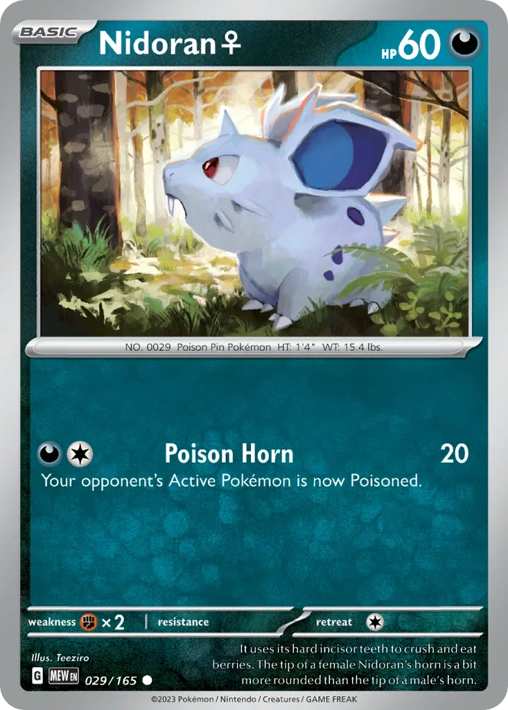 Nidoran 029 Pokemon card from 151 set