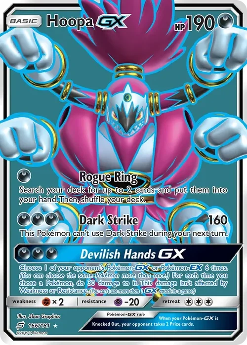 166/181 Hoopa GX Full Art Ultra Rare Pokemon Card