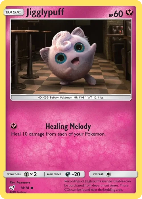 14/18 Jigglypuff Holo Common from Detective Pikachu Pokemon Card