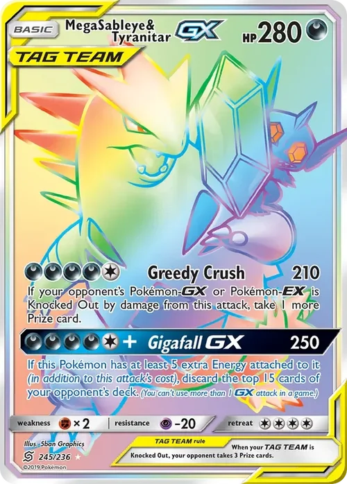 245/236 Mega Sableye & Tyranitar GX Rainbow Rare Pokemon Card