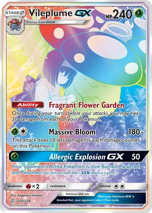 250/236 Vileplume GX Rainbow Rare Pokemon Card