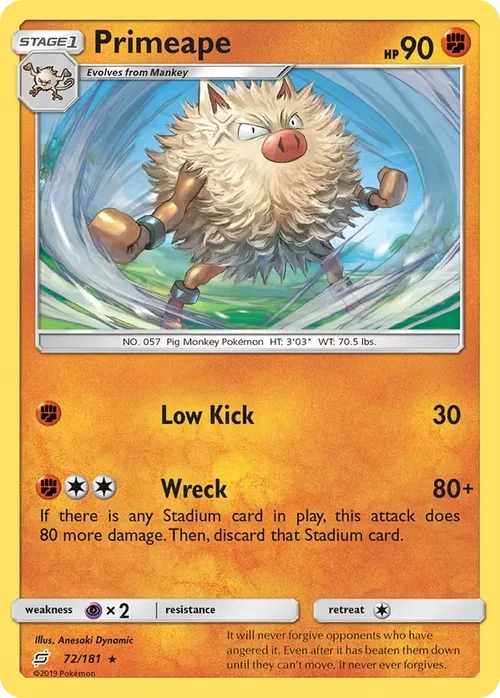 72/181 Primeape Rare Pokemon Card