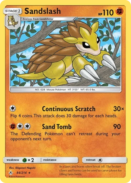 84/214 Sandslash Rare Pokemon Card
