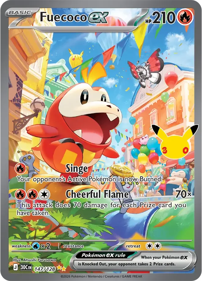 147/128 Fuecoco Special Illustration Rare Pokemon 30th Anniversary Card List Celebration