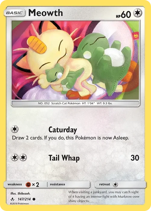 147/214 Meowth Common Pokemon Card