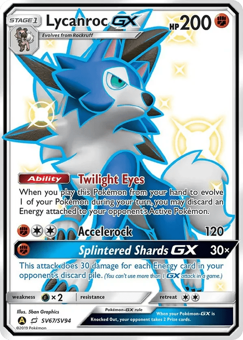 SV67/SV94 Lycanroc GX Shiny Holo Rare Pokemon Card