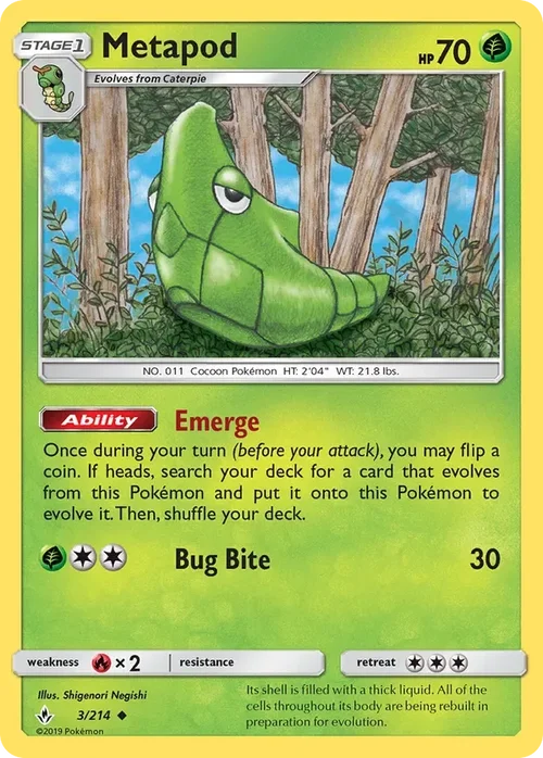 3/214 Metapod Uncommon Pokemon Card