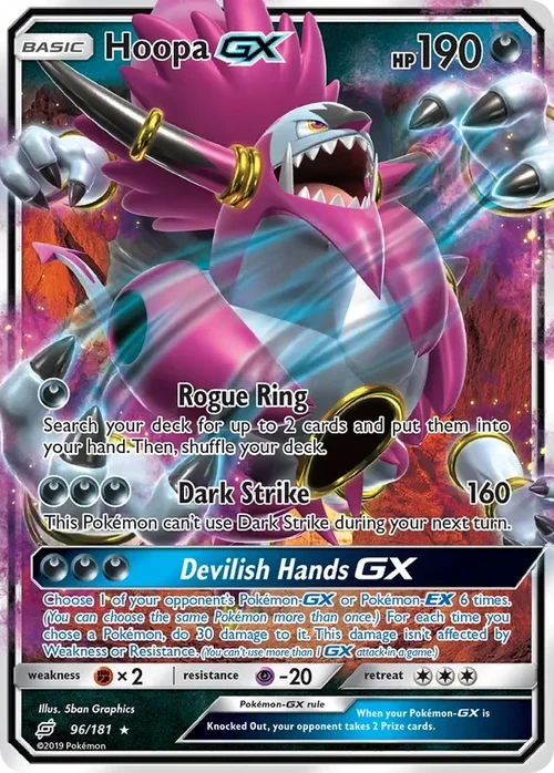 96/181 Hoopa GX Ultra Rare Pokemon Card