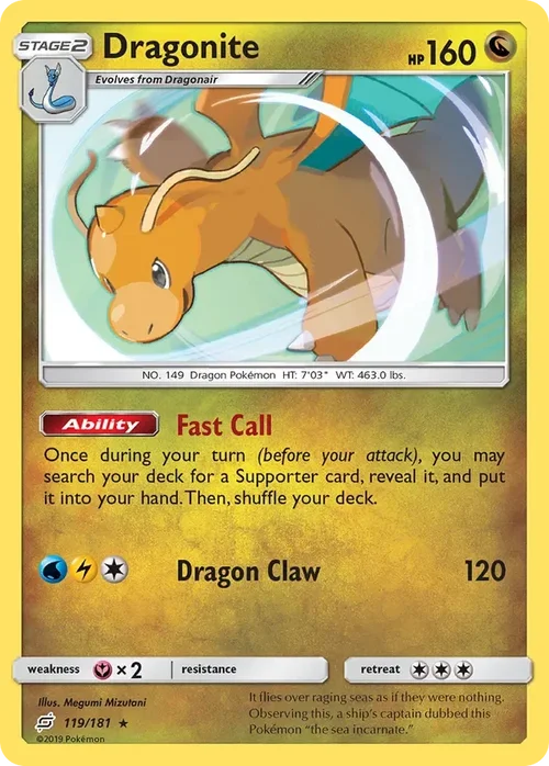 119/181 Dragonite Holo Rare Pokemon Card