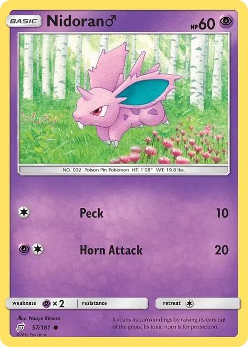 57/181 Nidoran M Common Pokemon Card