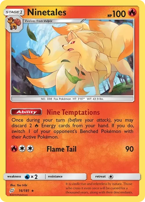 16/181 Ninetales Rare Pokemon Card