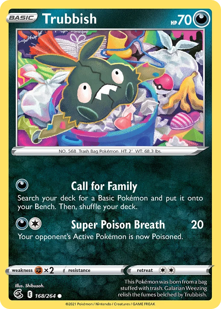 Trubbish 168 Pokemon card from Fusion Strike set