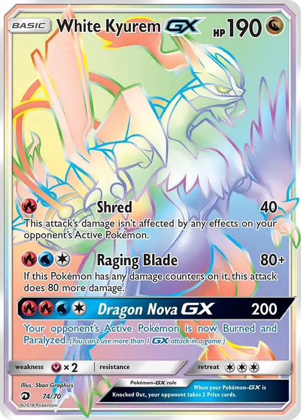 White Kyurem GX Rainbow Rare Dragon Majesty