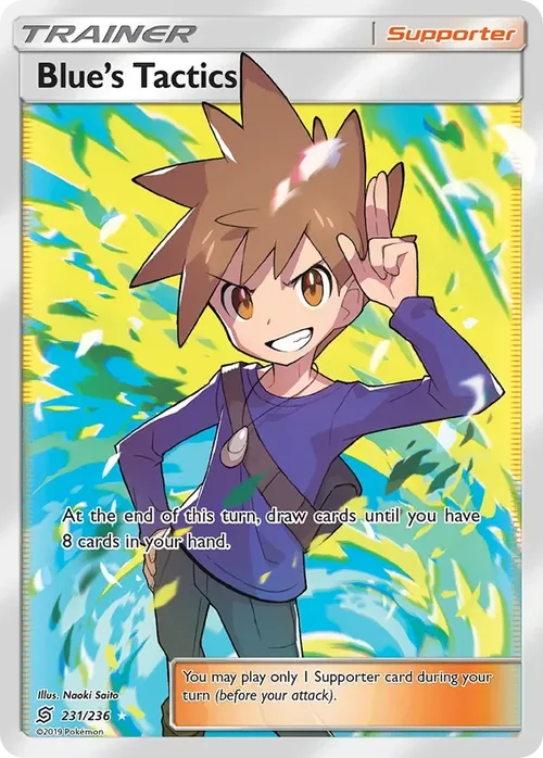 231/236 Blue's Tactics Full Art Trainer Pokemon Card