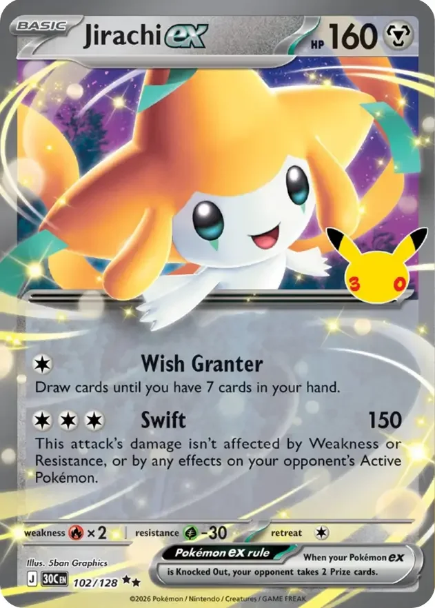 092/128 Jirachi 92 Double Rare Pokemon 30th Anniversary Card List Celebration