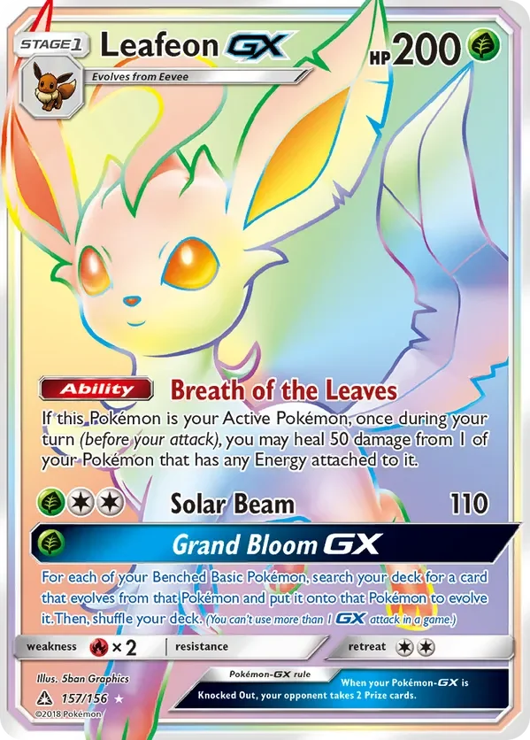 Leafeon GX Rainbow Rare from Ultra Prism
