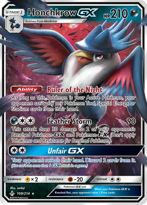 109/214 Honchkrow GX Ultra Rare Pokemon Card