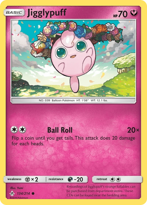 134/214 Jigglypuff Common Pokemon Card
