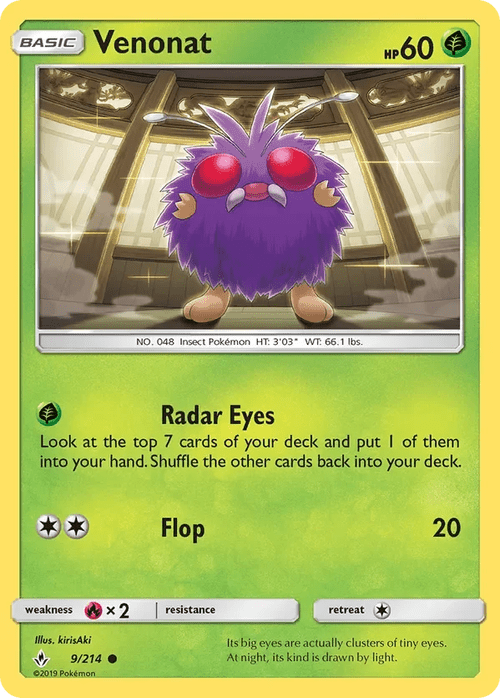 9/214 Venonat Common Pokemon Card