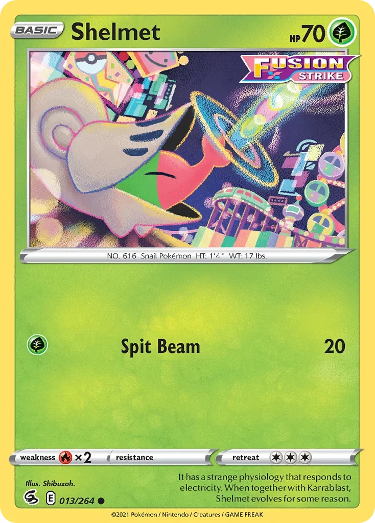 Shelmet 13 Pokemon card from Fusion Strike set