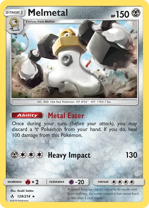 129/214 Melmetal Holo Rare Pokemon Card