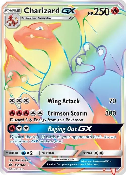 150/147 from Burning Shadows Rainbow Rare Pokemon Card