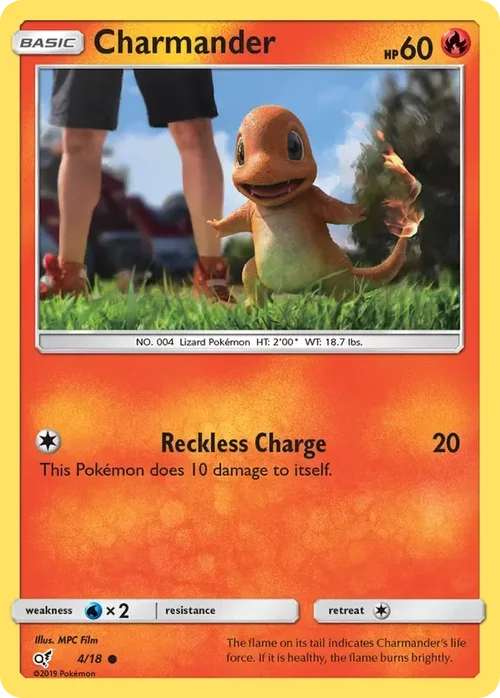4/18 Charmander Holo Common from Detective Pikachu Pokemon Card