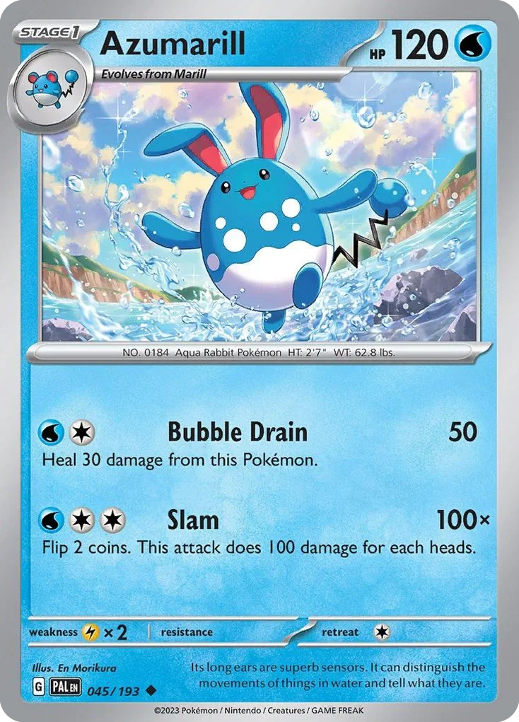 Azumarill 45 Pokemon card from Paldea Evolved set