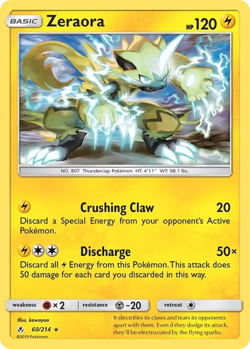 60/214 Zeraora Rare Pokemon Card