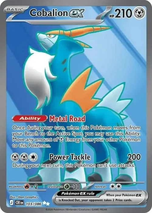 103/086 Cobalion ex Ultra Rare Pokemon Card