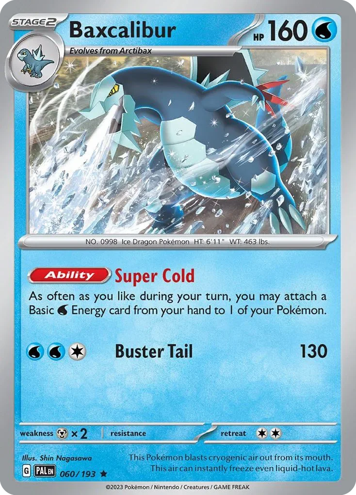 Baxcalibur 60 Pokemon card from Paldea Evolved set
