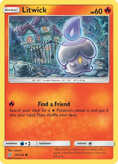 28/236 Litwick Common Pokemon Card