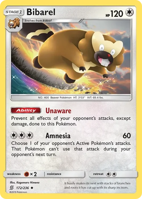 172/236 Bibarel Uncommon Pokemon Card