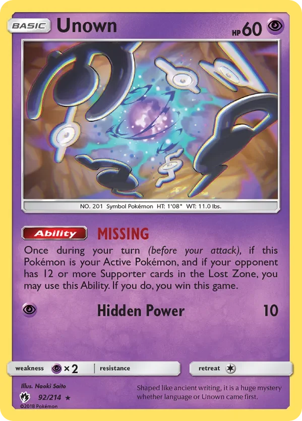 Card 92 Pokémon card from Lost Thunder set