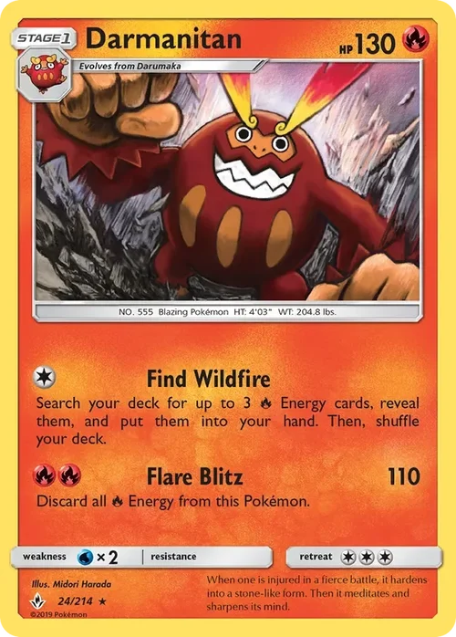 24/214 Darmanitan Rare Pokemon Card